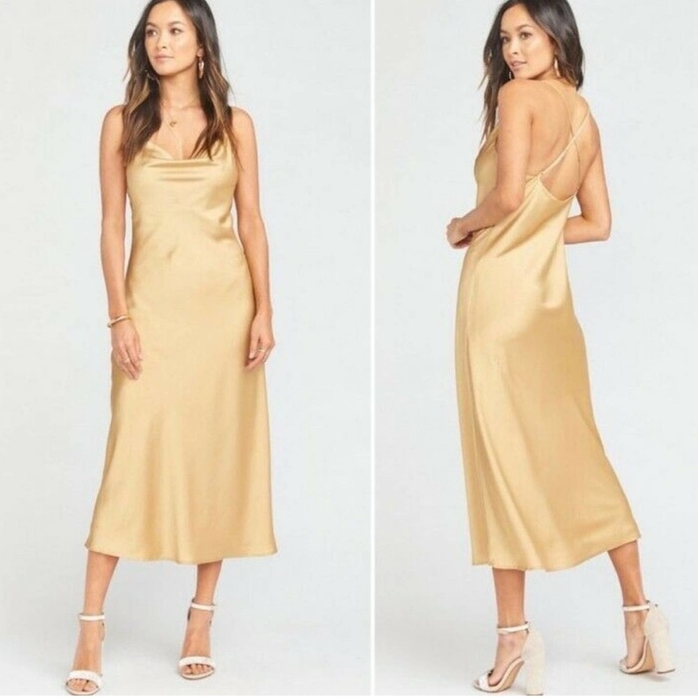 NWT Show Me Your Mumu‎ Verona Cowl Dress True Gold Womens Size S